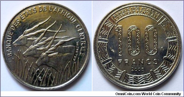 100 francs.
2003, Central African States