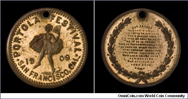 1909 San Francisco Portola Festival Lord's Prayer token.