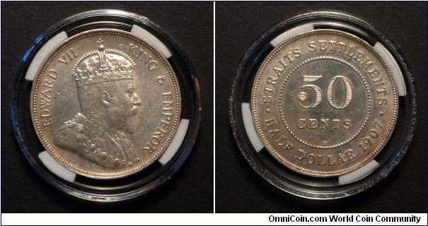 Straits Settlements King Edward VII. 50cts Silver