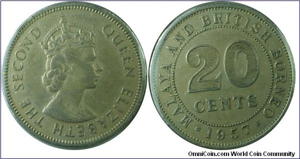 Malaya(British)20cents-km3-1957 