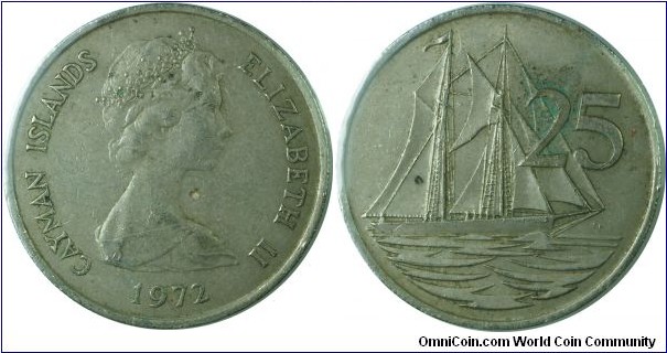 CaymanIslands(British)25cents-km4-1972