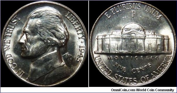 USA 5 Cents 1945-P - Wartime Silver