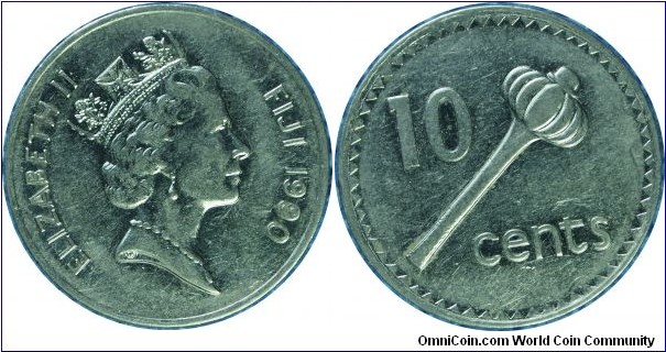 Fiji(British)10cents-km52a-1990