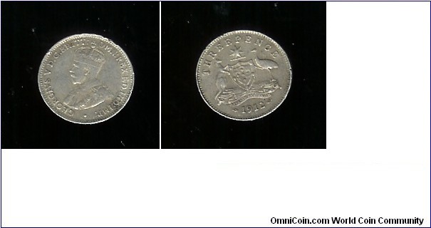 1912 Threepence VF