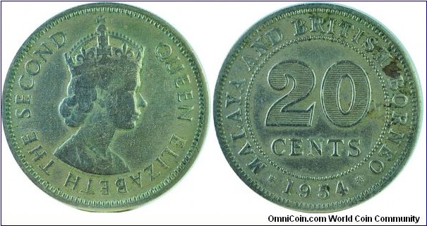 Malaya(British)20cents-km3-1954