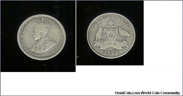 1922 Sixpence