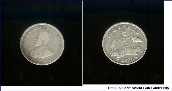 1926 Sixpence. Pronounced Serif on the 2.