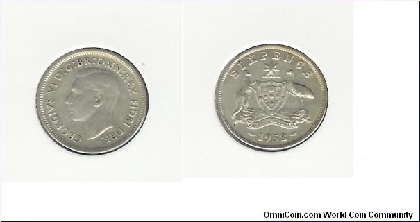 1952 Sixpence