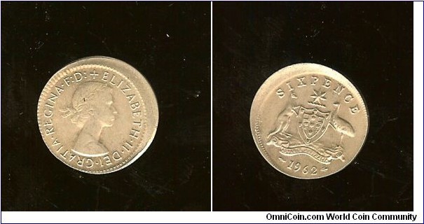 1962 Sixpence. 2mm mis-strike.