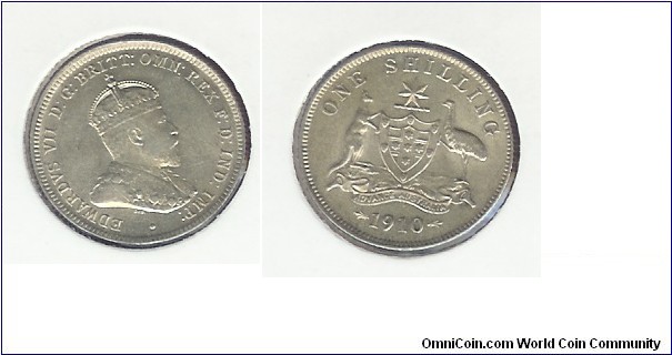 1910 Shilling. First year of minting. Nice coin.