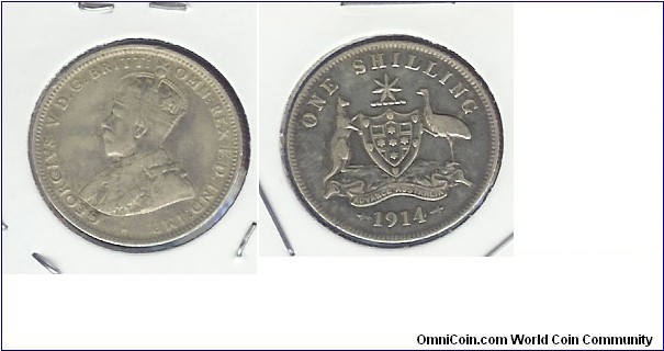 1914 Shilling. Wide date