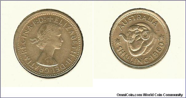 1962 Shilling. Mis-strike.