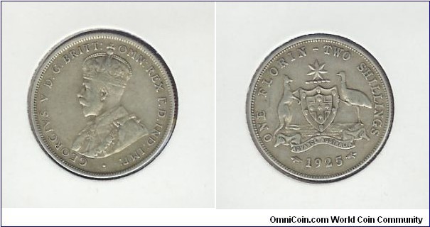 1925 Florin. Broken 'F' variety