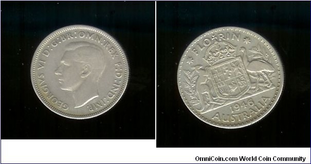 1946 Florin. Large hole '6' variety