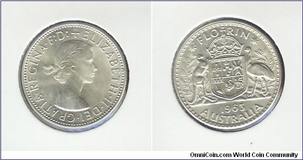 1963 Florin. Last year of the pre-decimal Florin minting.