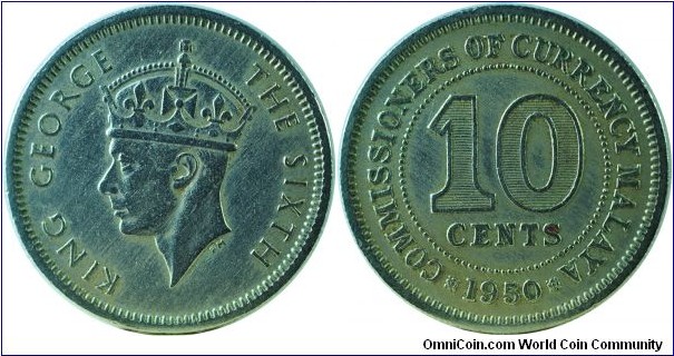 Malaya(British)10cents-km8-1950