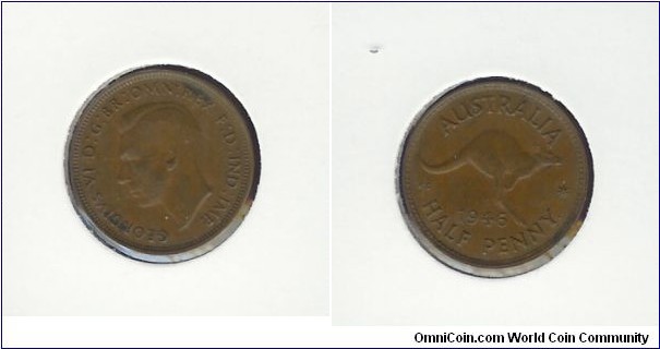 1946 Halfpenny. Dot above '4'