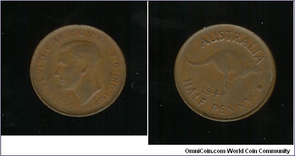 1948 (Y.) Halfpenny. Weak strike both sides
