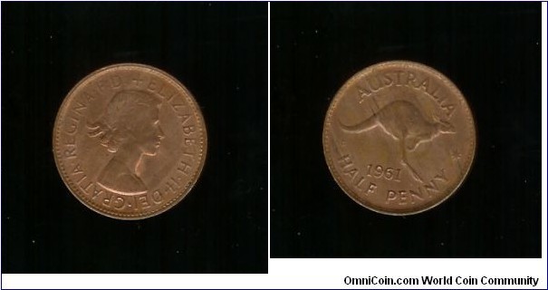 1961 Halfpenny. Both sides have 'Orange Peel' appearance