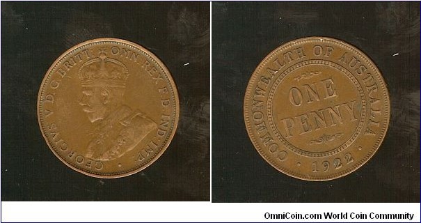 1922 Penny. Wide Date. Die crack 'MONW'