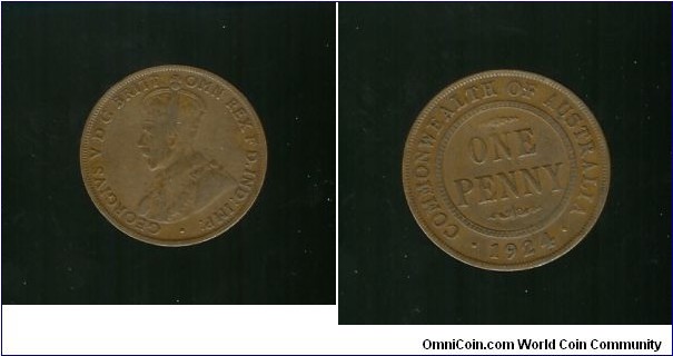 1924 Penny. Rotated to 1 o'clcok