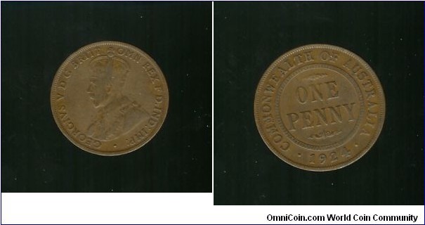 1924 Penny. Rotated to 1 o'clcok
