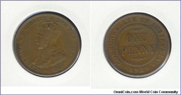 1929 Penny. London Obverse.