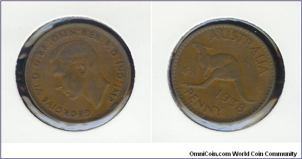 1938 Penny. New Kangaroo design.