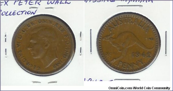 1942 (I) Penny. Missing 'I' mint mark.