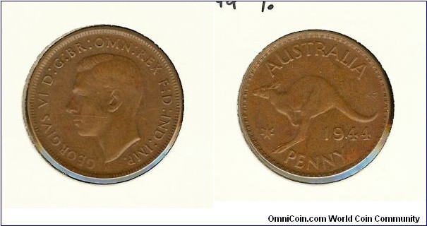1944 (Y.) Penny. Dot at King's throat