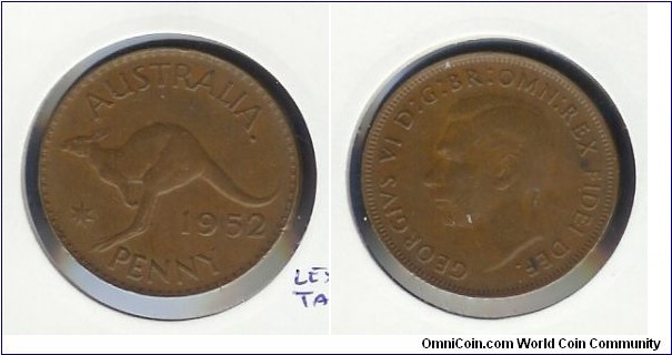 1952 (A.) Penny. Narrow '2' with Serif tail. 