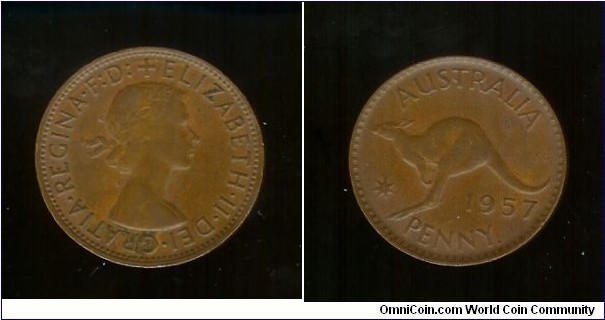 1957 (Y.) Penny. Wide date.