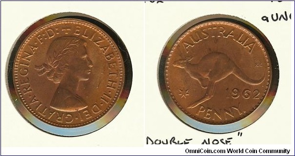 1962 (Y.) Penny. Doubling of the Obverse & Reverse legends