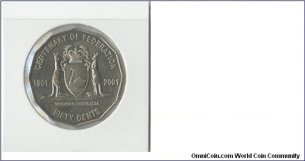 2001 fifty cent. Centenary of Federation. Western Australia