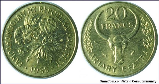 Madagascar20francs-km12-1988