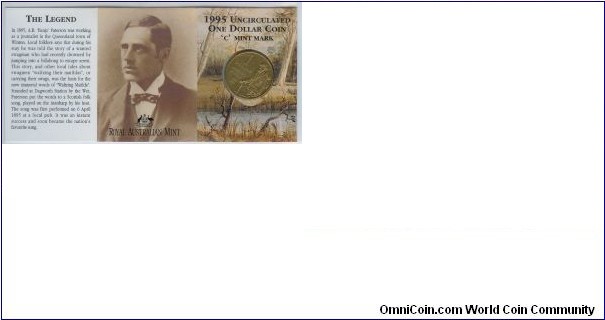 1995 $1 Waltzing Matilda folder 'C' mint mark (RAM at Canberra)