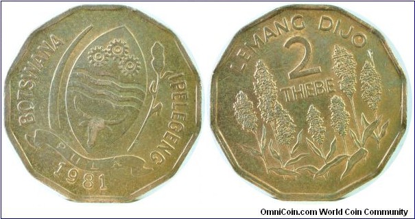 Botswana 2thebe-km14-1981