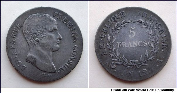 French Republic 5 Francs, L'an 12.