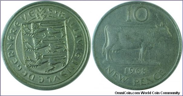 Guernsey 10NewPence-km24-1968