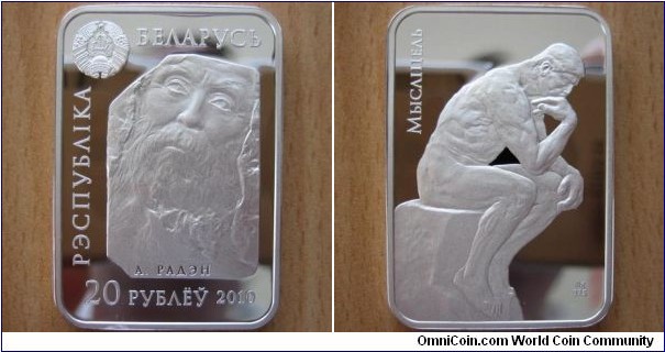 20 Rubles - The Thinker - 28.28 g Ag .925 Proof - mintage 7,000