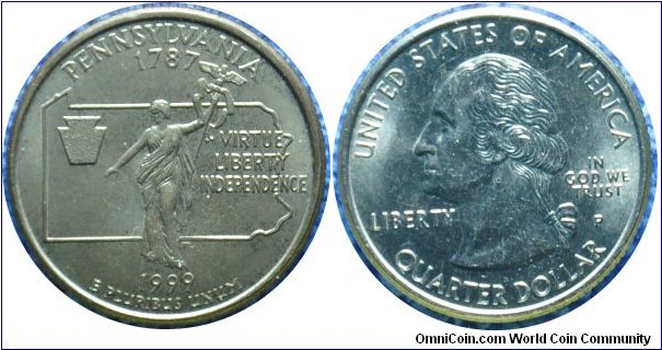 USA0.25dollar Pennsylvania-km294-1999 state quarter series