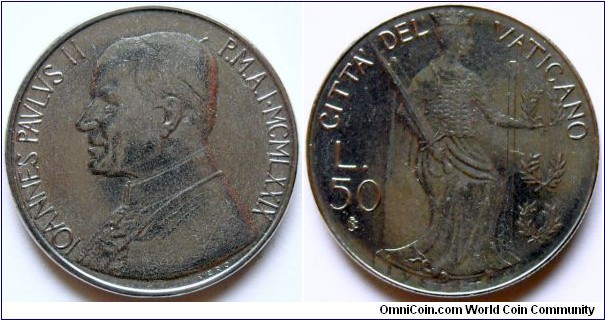 50 lire.
1979, Pontif. Ioannes Paulus II
