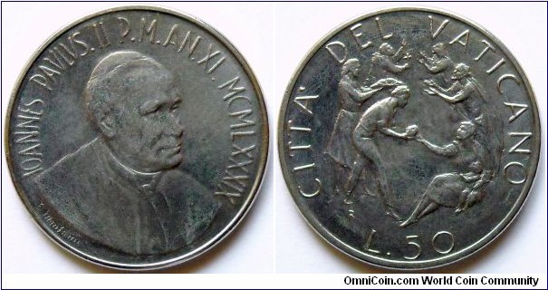 50 lire.
1989, Pontif. Ioannes Paulus II