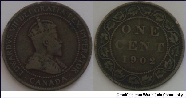 Canada, 1 cent, 1902 (1902 - 1910) Large cent