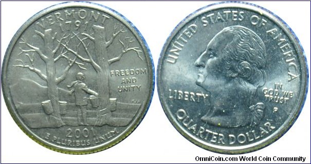 USA0.25dollar Vermont-km321-2001 state quarter series