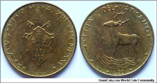 20 lire.
1975, Pontif. Paulus VI