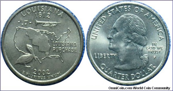USA0.25dollar Louisiana-km333-2002 state quarter series