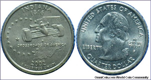 USA0.25dollar Indiana-km334-2002 state quarter series