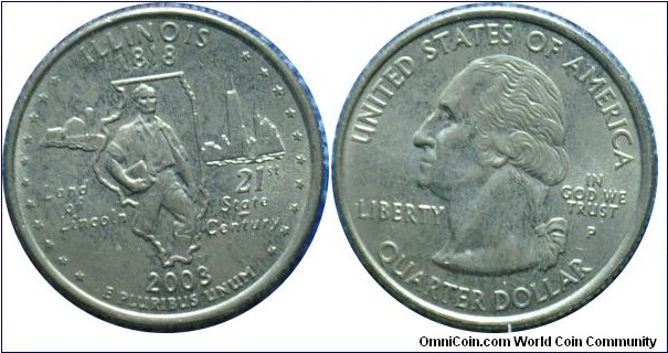 USA0.25dollar Illinois-km343-2003 state quarter series