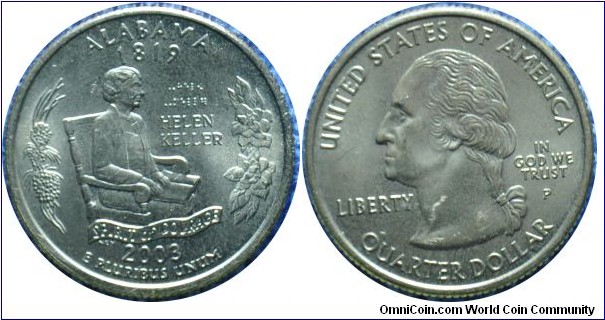 USA0.25dollar Alabama-km344-2003 state quarter series